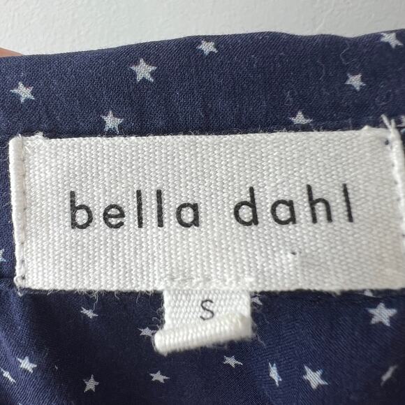 BELLA DAHL Blue White Top Star Collar Long Sleeve Classic Button-Up Size S Small - Picture 6 of 8